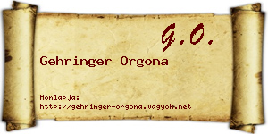 Gehringer Orgona névjegykártya